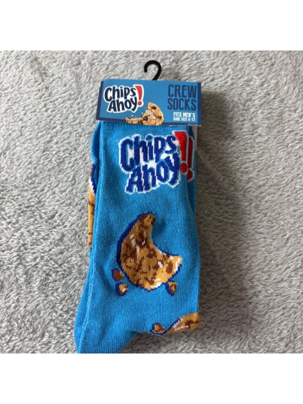 Chips Ahoy Novelty Crew Socks Unisex New Men’s Shoe Size 6-12 Blue Brown Odd Sox